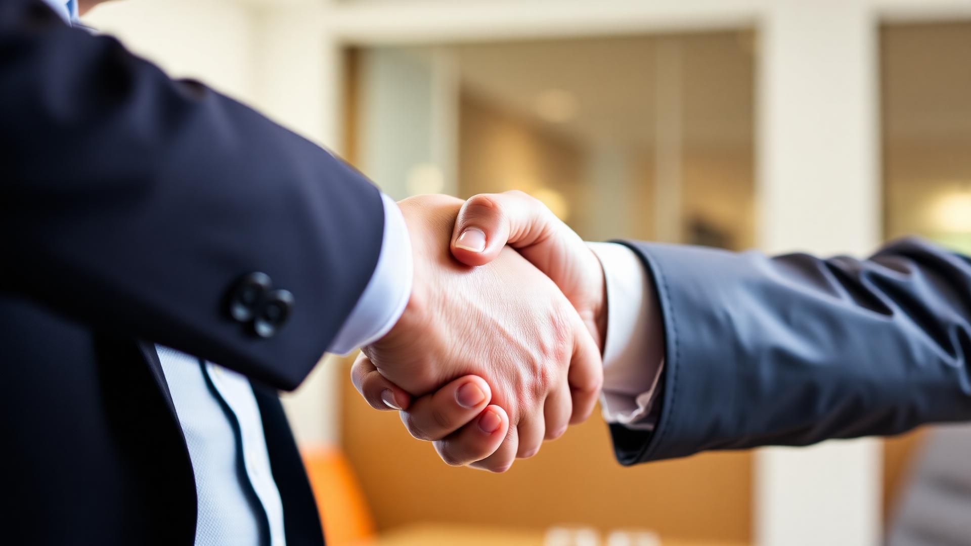 Business handshake representing partnership and trust